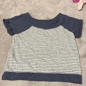 Maurice’s blue stripped short sleeve shirt. Size L